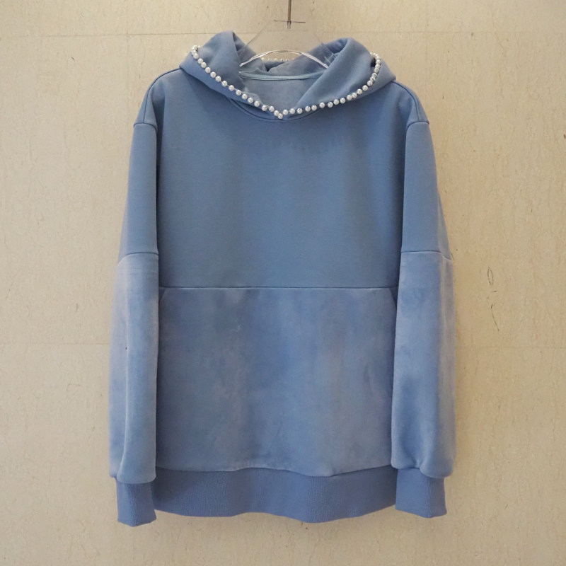 加厚加绒宽松卫衣手工钉珠