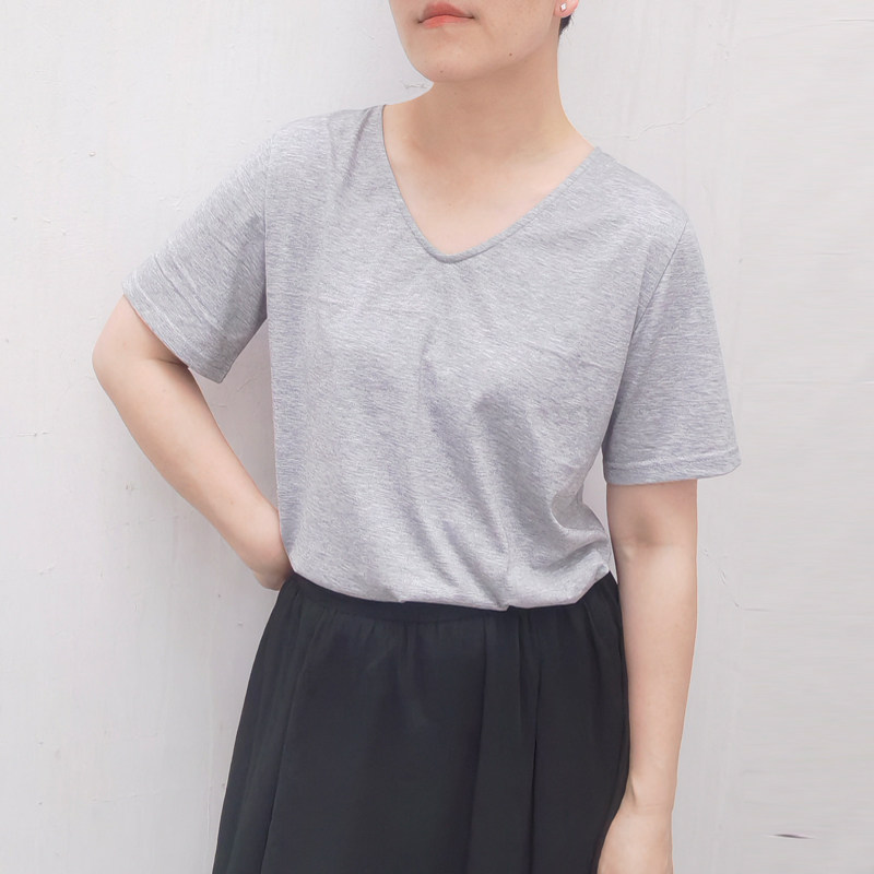 短袖春夏休闲百搭V领女T恤