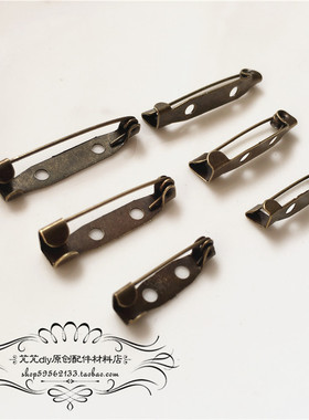 diy饰品配件 20/25/30MM 可粘贴式2孔胸针托复古铜色手工材料新人