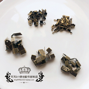 diy饰品材料配件 古铜色蛇口夹/皮绳夹片/夹扣/舌头夹/包线夹片