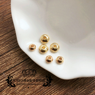 纯铜真空镀金24K包金系列车轮珠子算盘珠隔珠隔片散珠子饰品配件