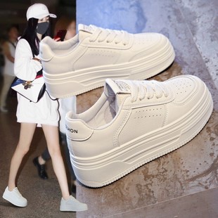 香港真皮厚底小白鞋女鞋2025新款冬爆款百搭增高休闲运动平底板鞋