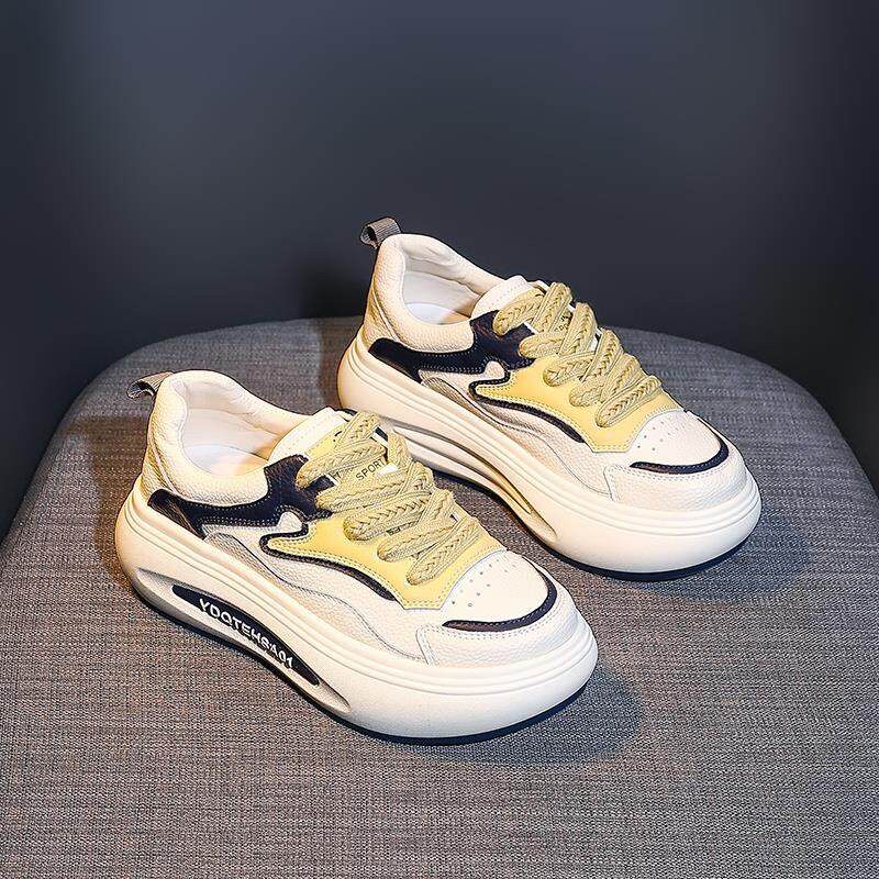 香港真皮厚底小白鞋女2026春季新款百搭运动松糕板鞋加绒休闲女鞋