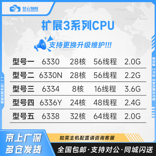 intel 6330 6330N 6334 6336Y 6338 LGA4189 扩展3系列正式版CPU