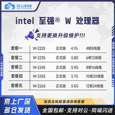 intel W-2225 2235 2245 2255 2265 LGA2066 CPU 按需定制服务器