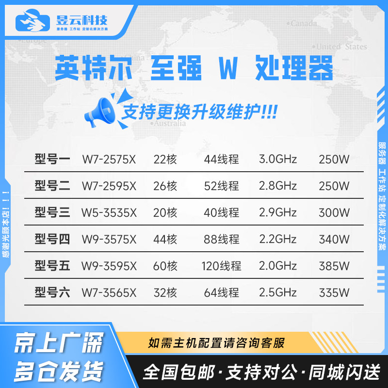 Intel至强W CPU W5-3535X W7-2575X W7-2595X W9-3575X W9-3595X