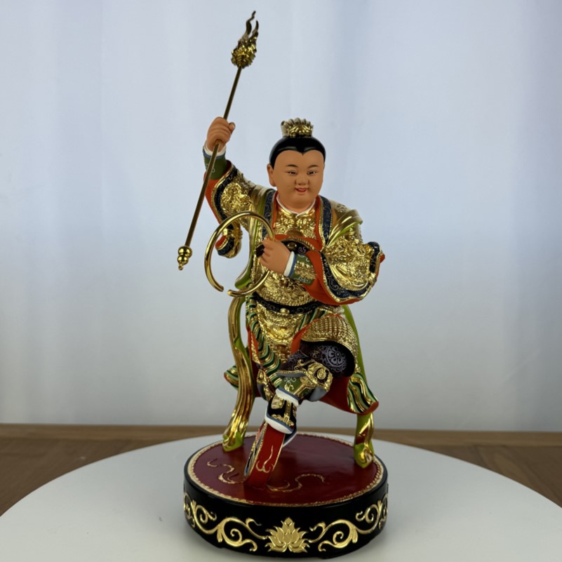 三太子中坛元帅8寸8站身樟木雕刻