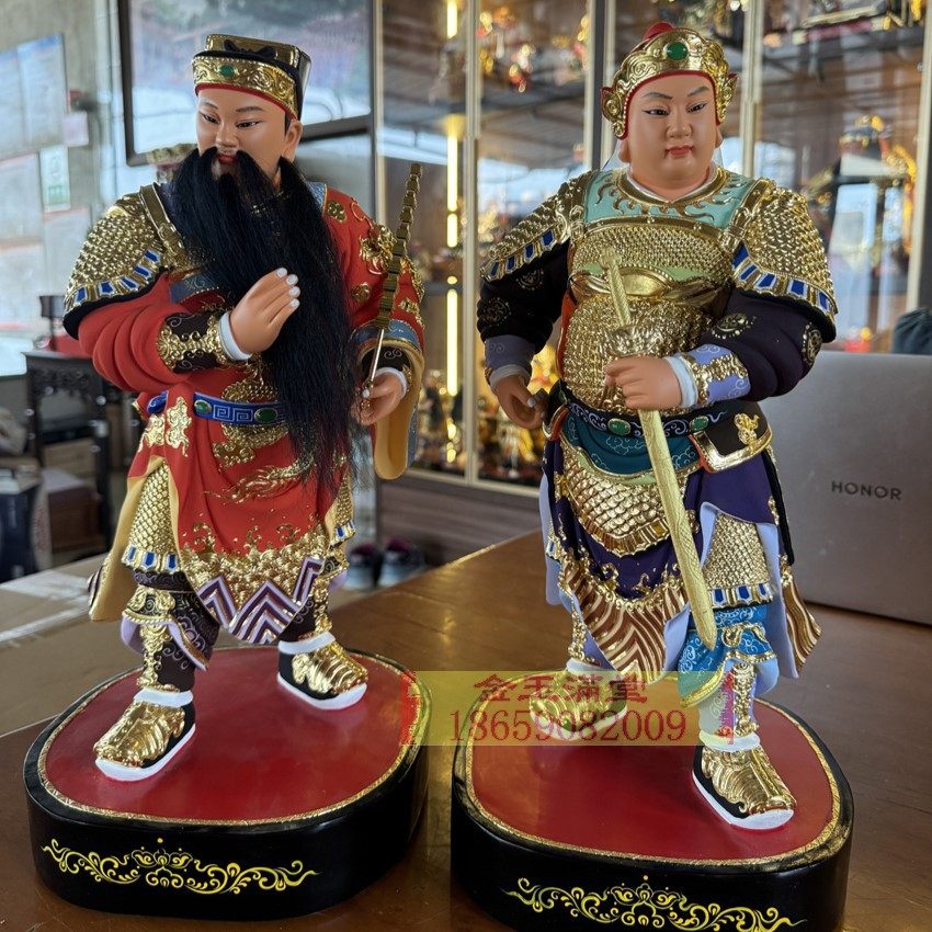 钦差太尉神像将军护卫左右护法广泽尊王部将侍从16寸樟木木雕工艺