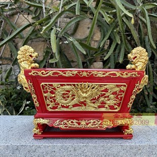 马槽炉四方炉中式仿古雕花狮子炉木雕工艺佛堂玄关供奉大香炉禅意