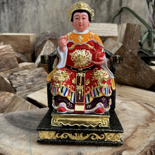 仙姑女将军夫人妈元帅七娘妈临水夫人顺天圣母12寸连座香樟木雕刻