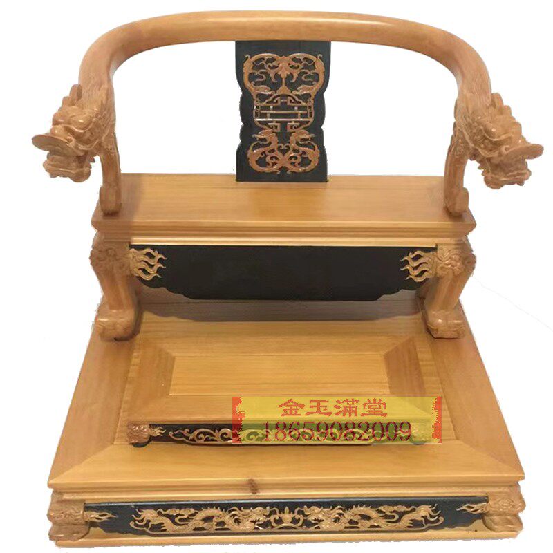 双龙椅黑檀色松木实木神像座椅木制拖椅佛具脱椅叠椅神椅神轿定制