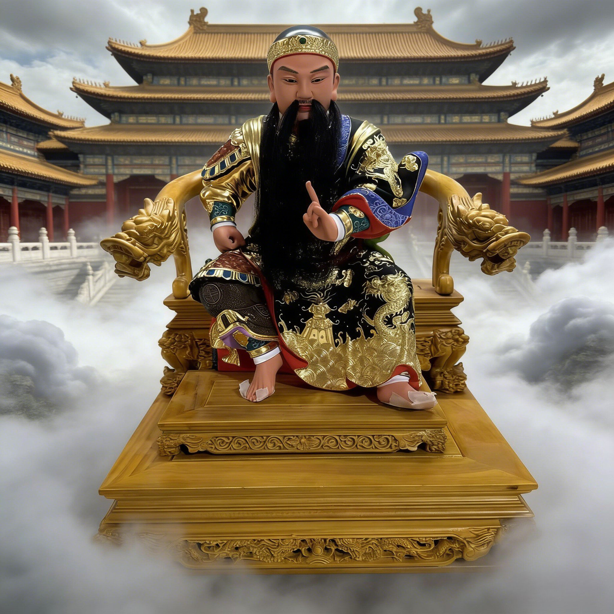 北极玄天上帝12寸脱身神像玄武上帝公香樟木雕刻漆线工艺真武大帝