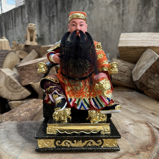 五府千岁朱王爷木雕工艺香樟木居家供奉神像摆件连座12寸佛像