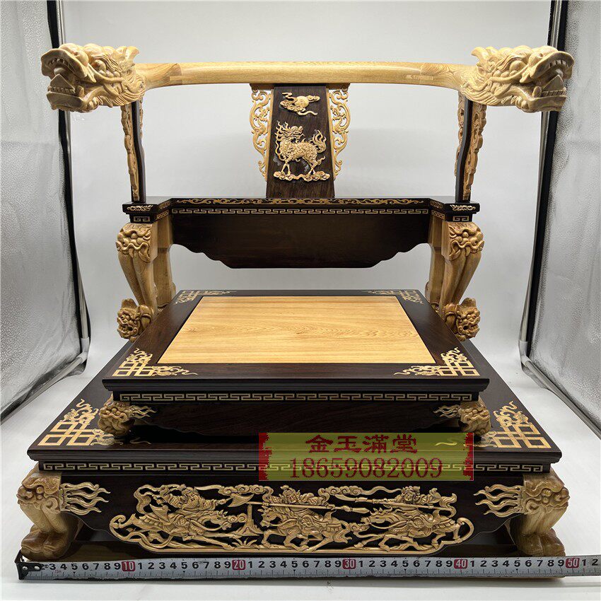 黑檀入桧木仿脱椅文椅神椅神像底座神明椅子佛像宝座基茄苳入雕刻