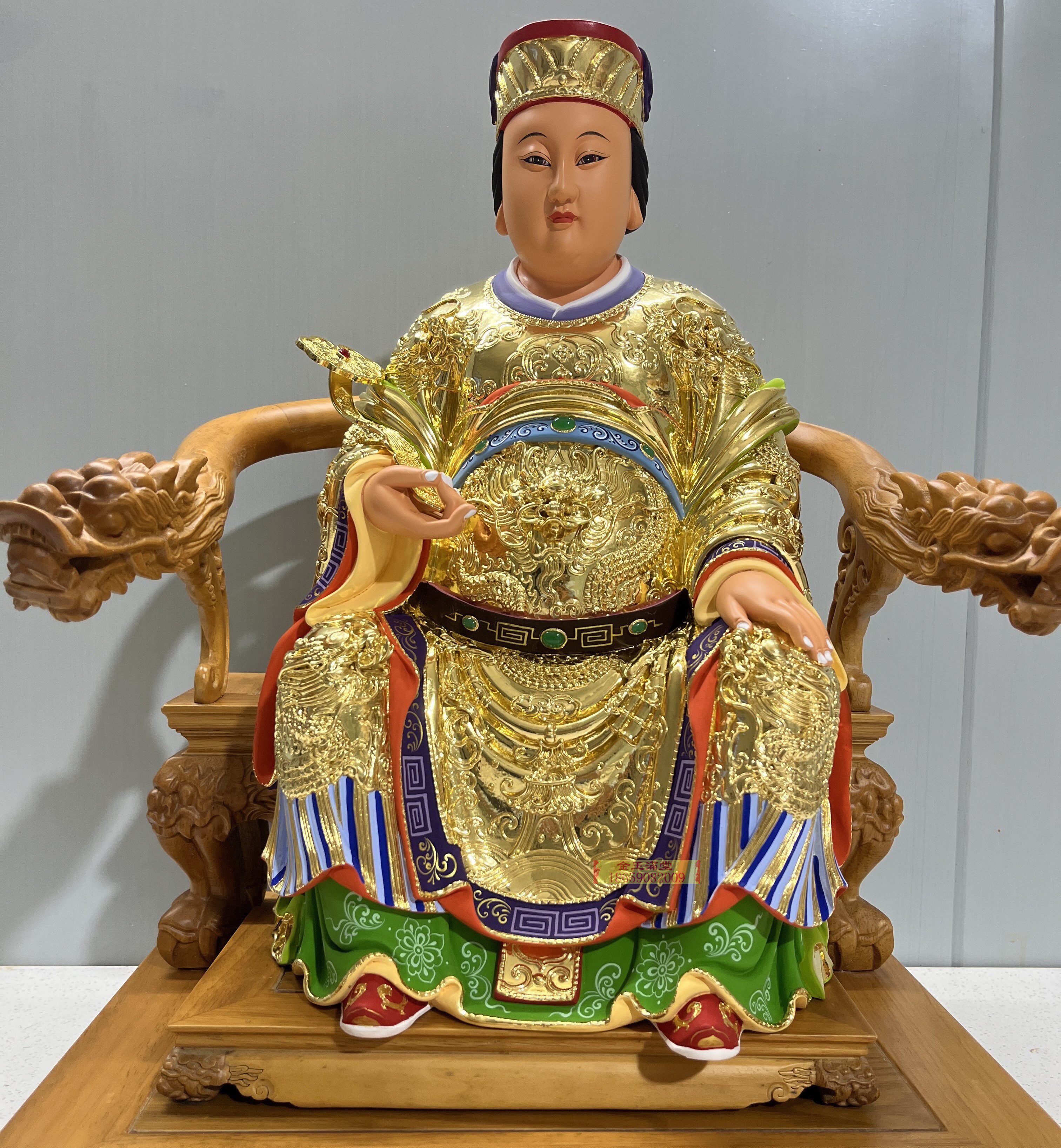 妈祖神像天上圣母木雕彩绘天妃天后娘妈雕像凤冠佛像定制海神娘娘