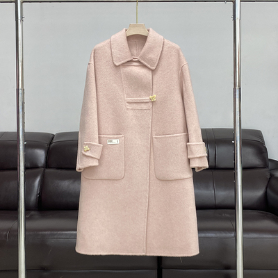 羊毛双面呢外套中长款羊绒大衣
