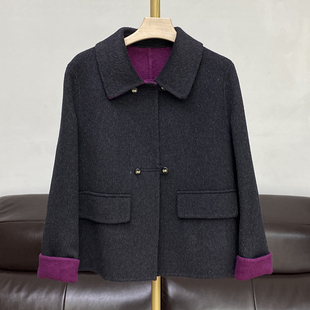 2025秋冬新款双面羊绒大衣女短款小个子韩版宽松羊毛呢子外套百搭