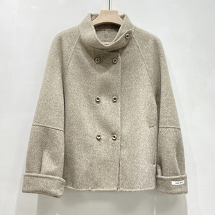 立领双面羊绒大衣女短款小个子韩版宽松2025秋冬新款羊毛呢子外套