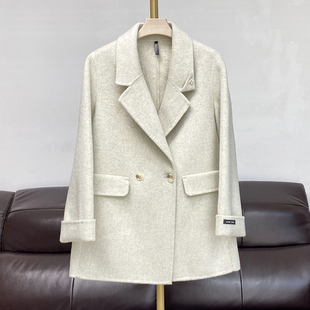 2025秋冬新款短款小西装双面羊绒大衣女时尚宽松百搭羊毛呢子外套