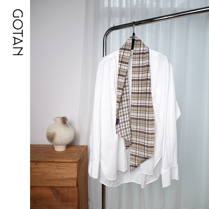 GOTAN英伦风丝巾1oo桑蚕丝苏格兰格纹双绉领巾简约大气复古围巾