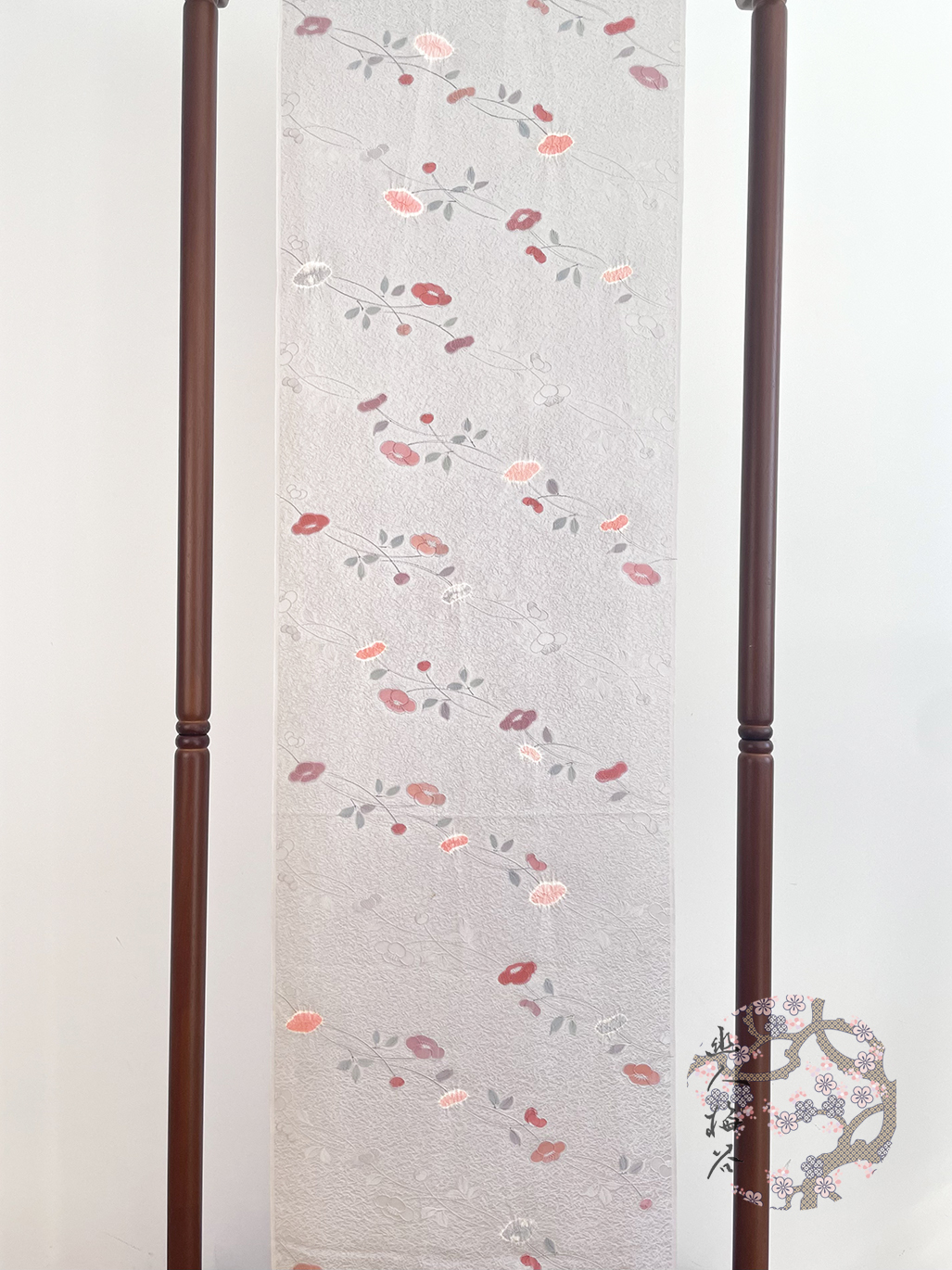 日本正绢布料茶花椿织花小纹羽尺正娟卷布真丝旗袍汉服定制面料