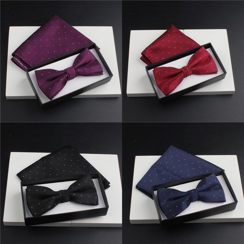 领结方巾斜纹银点套装组合