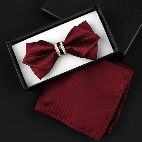 细斜纹镶钻领结枫缘结婚新郎伴郎