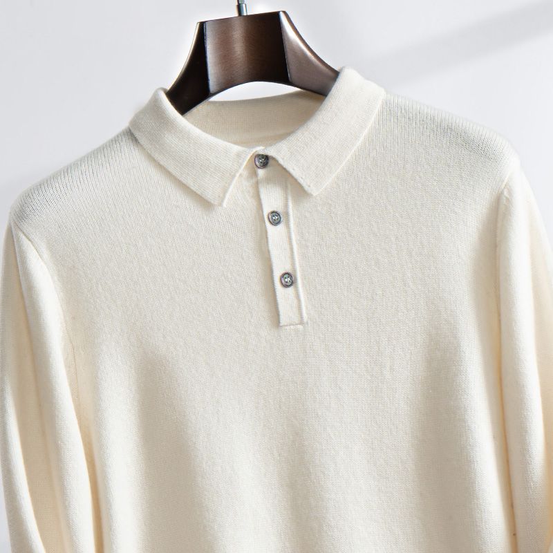 POLO毛衣秋冬男士新款针织打底宽松长袖纯色休闲翻领针织衫羊绒衫