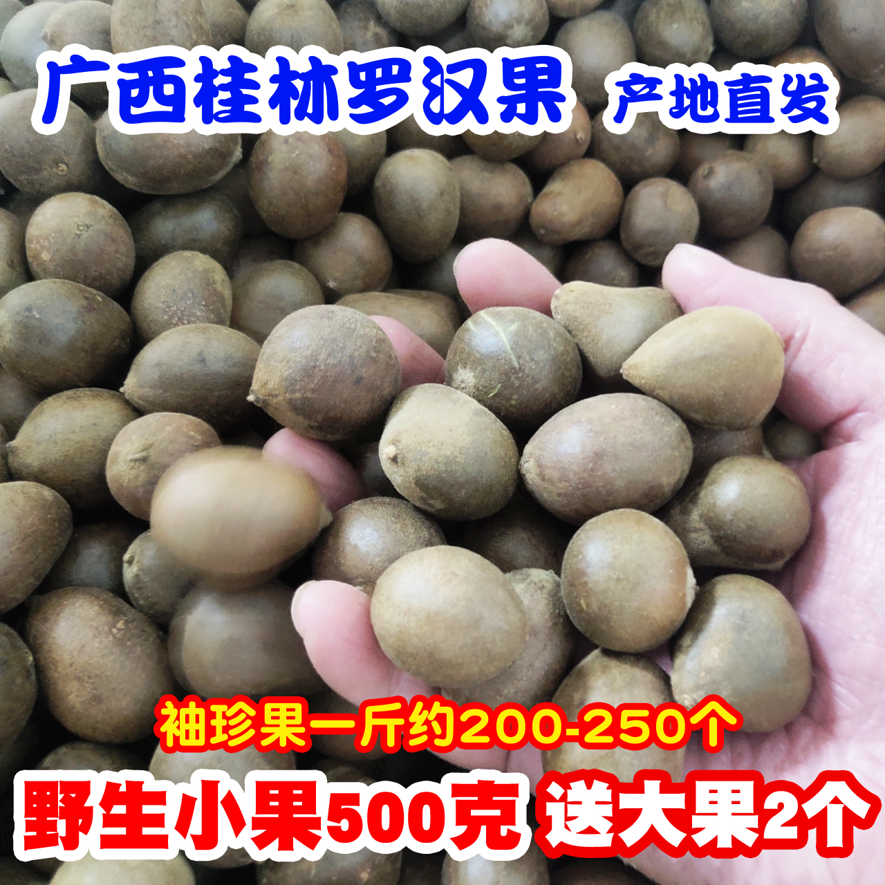 桂林罗汉果野生小果广西永福龙胜特产果干500克1斤送2个大罗汉果