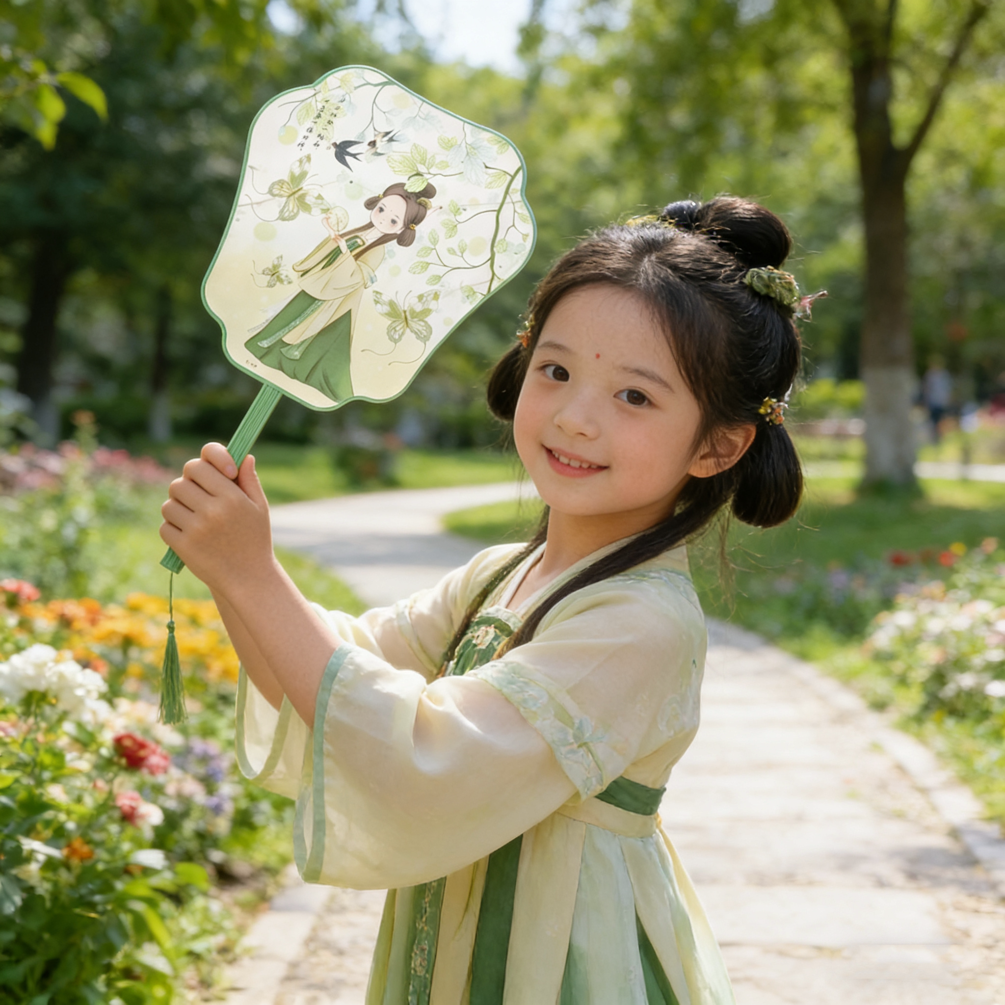 古风扇子儿童高颜值团扇宫扇中国风仙气扇子复古汉服女童手摇扇