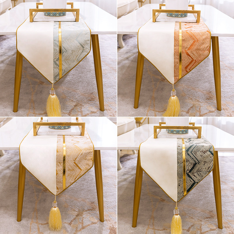 现代轻奢桌旗欧式中式美式北欧简约餐桌高档茶几旗电视柜桌布高端