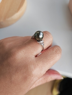 点位9.4近无暇带证 2938 天然海水大溪地珍珠戒指