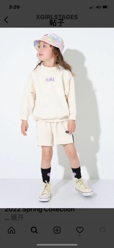 日本高端潮牌Xgirl 卫衣工装裙裤两件套童装新款