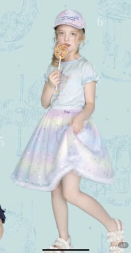 日本高端贵牌钢琴mezzopiano彩虹网纱公主半身裙女童百搭纱裙