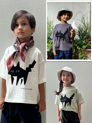 出口日本原单Fith丝光全棉艺术家联名款猫咪中性款T恤