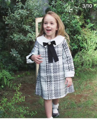 出口日本贵牌女童连衣裙秋冬装新款rora小香风裙子礼服公主裙童装