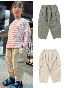 男女童Groovy colors工装裤轻薄大口袋哈伦休闲裤宽松Fith亲子款
