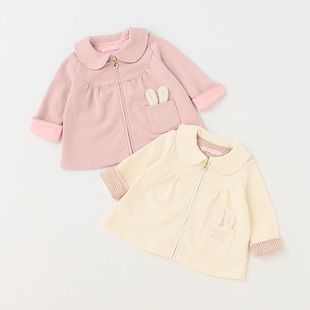 日本贵牌钢琴mezzopiano 全棉毛圈拉链开衫卫衣外套兔子造型婴童