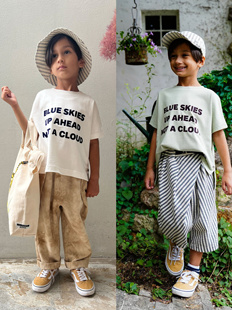 日本高端贵牌Fith抗皱丝光全棉植绒字母印花中性款T恤童装