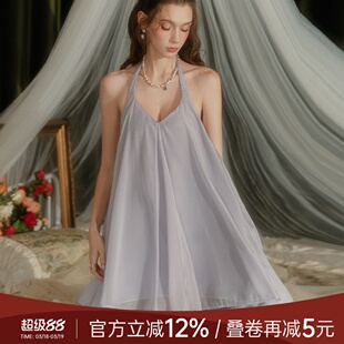 赵露思同款 性感挂脖吊带睡衣俏皮可爱无袖蓬蓬裙纯欲高级感睡裙