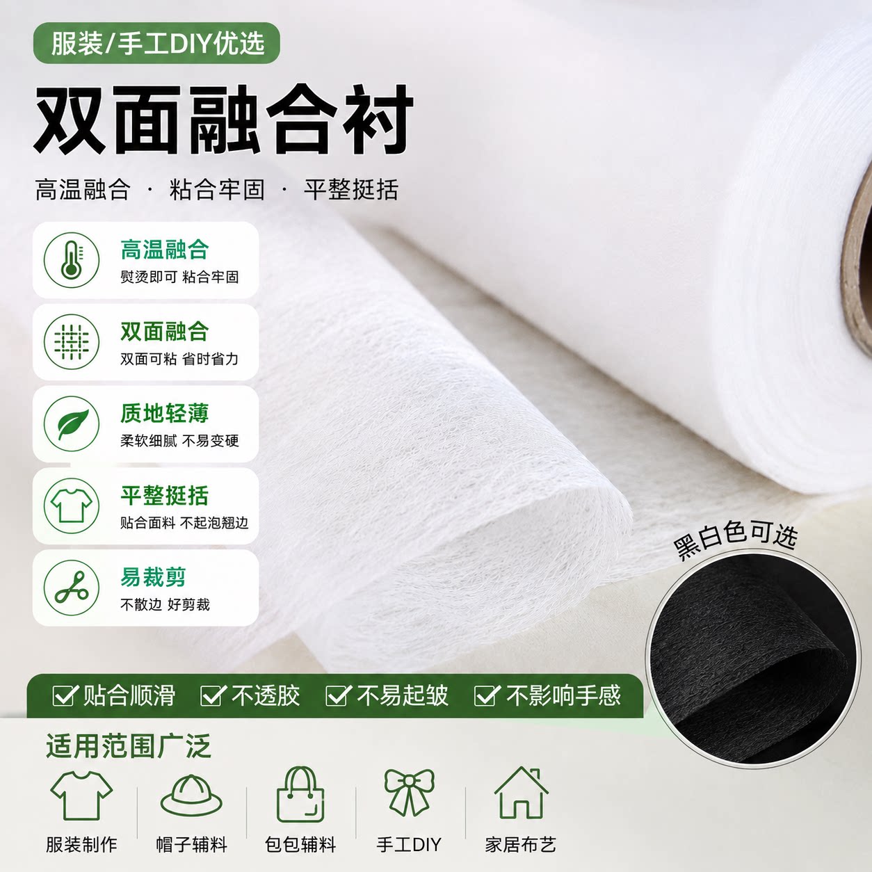 双面粘合衬辅料热粘衬布热熔胶衬图片
