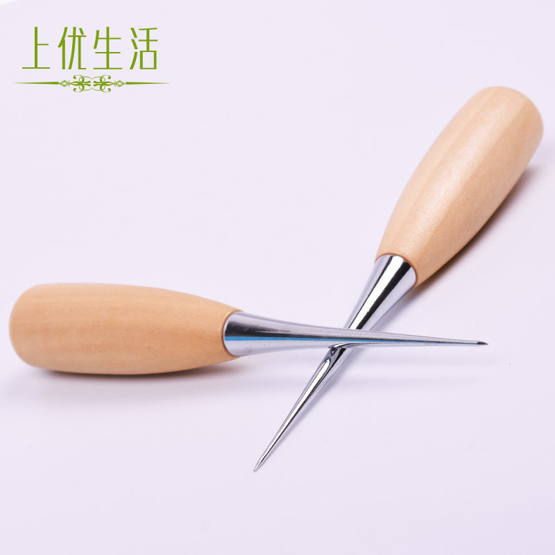 手工纳鞋底钻孔上鞋子的尖锥子千枚通修鞋钻子皮革工具木柄补鞋锥