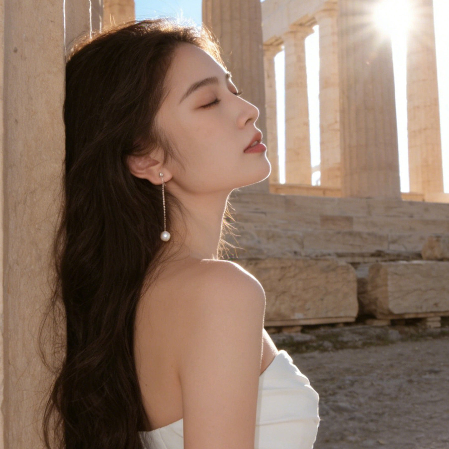 S家珍珠手工款赫本气质美产14K包金女耳环长款925纯银蚊香盘耳夹