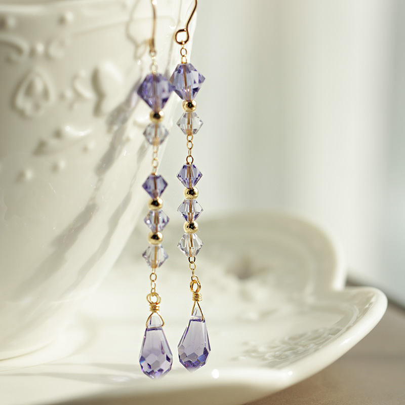 奥地利施家高雅紫水晶显瘦耳环