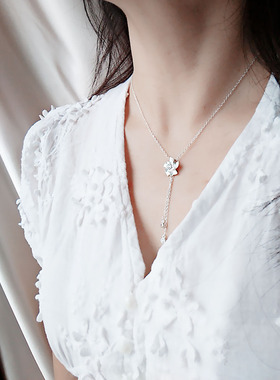 显脸瘦锆石纯银生日礼物项链风车