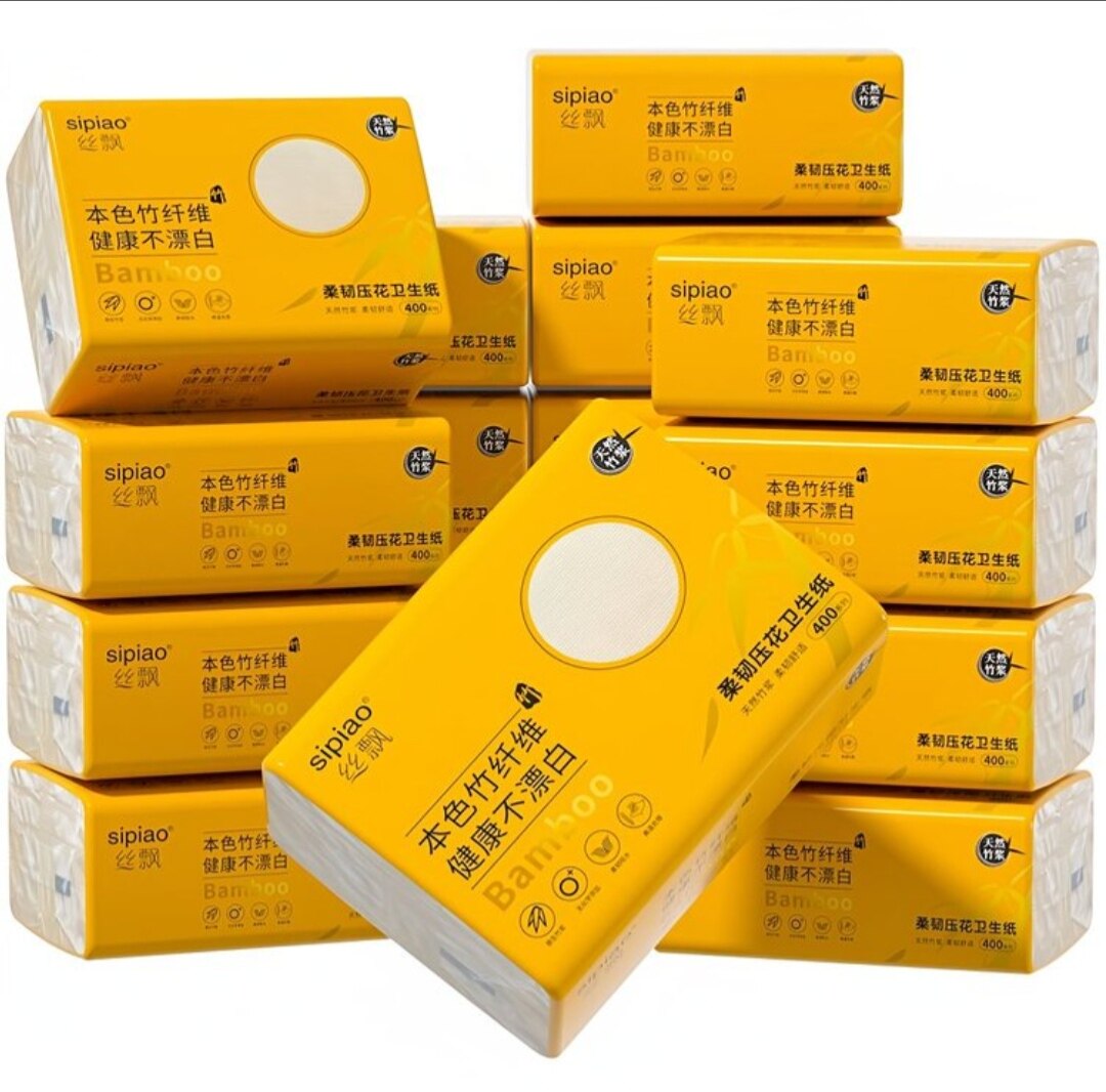 丝飘本色卫生纸400系列350张家用厕所10包实惠装柔韧压花