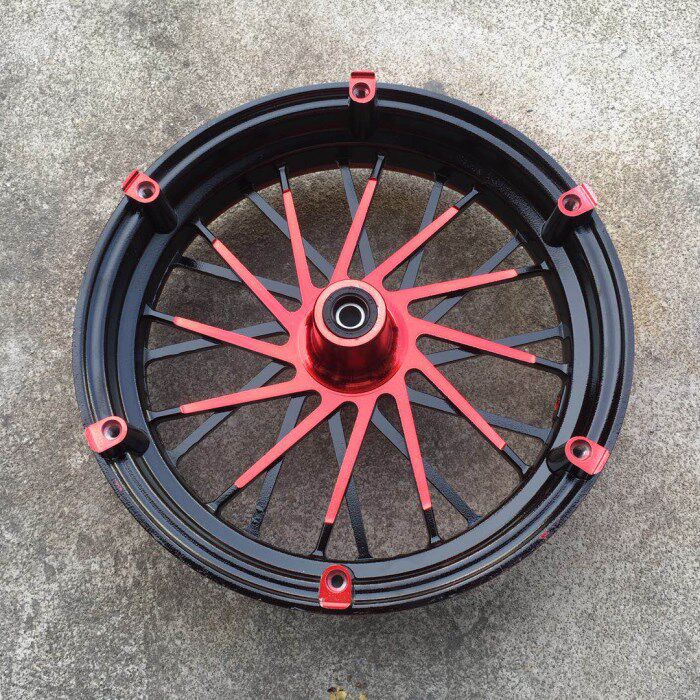 电摩改装电镀前轮毂 大盘 反刹12寸BWS鬼三战速电动车M3小猴子