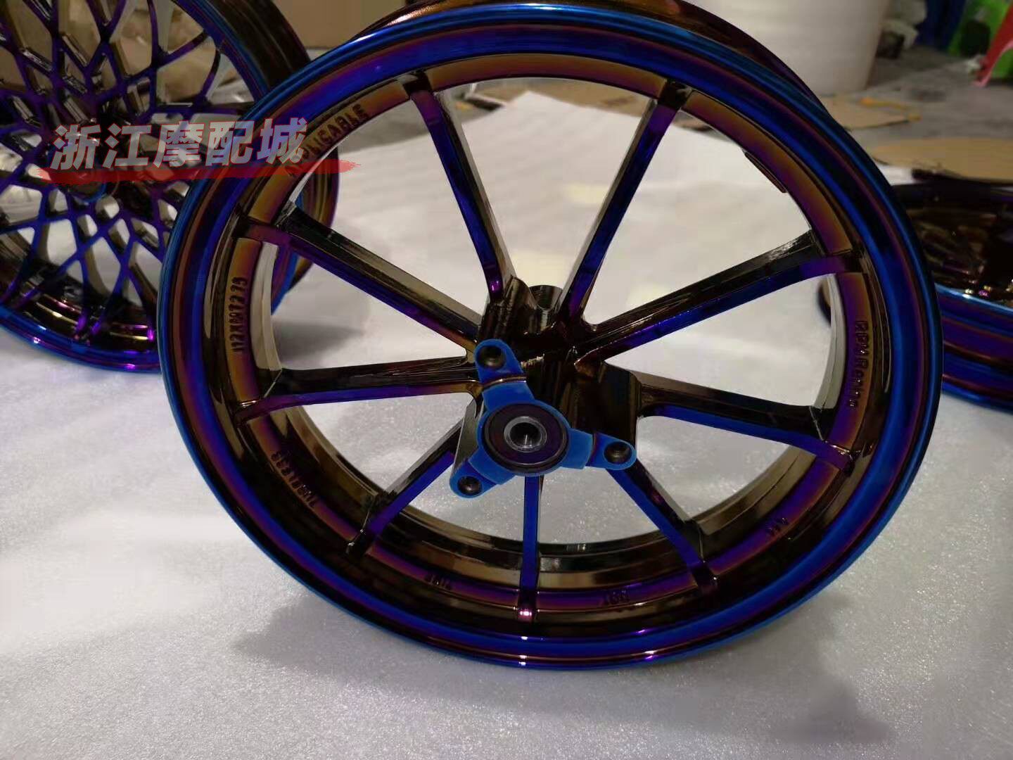战速鬼火小龟电动车前轮10寸12寸碟刹改装烧钛钢圈电摩改装铝轮