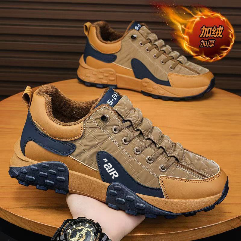 大码男鞋45-46皮面加绒棉鞋新款透气运动劳保鞋鞋休闲百搭工装鞋
