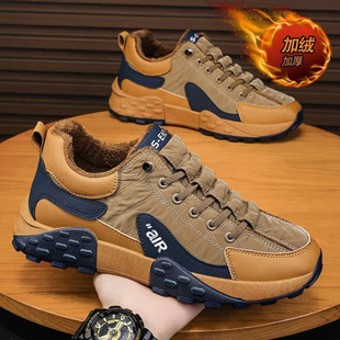 46皮面加绒棉鞋 新款 透气运动劳保鞋 大码 休闲百搭工装 鞋 男鞋